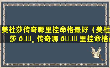 美杜莎传奇哪里挂命格最好（美杜莎 🕸 传奇哪 🍀 里挂命格最好打）